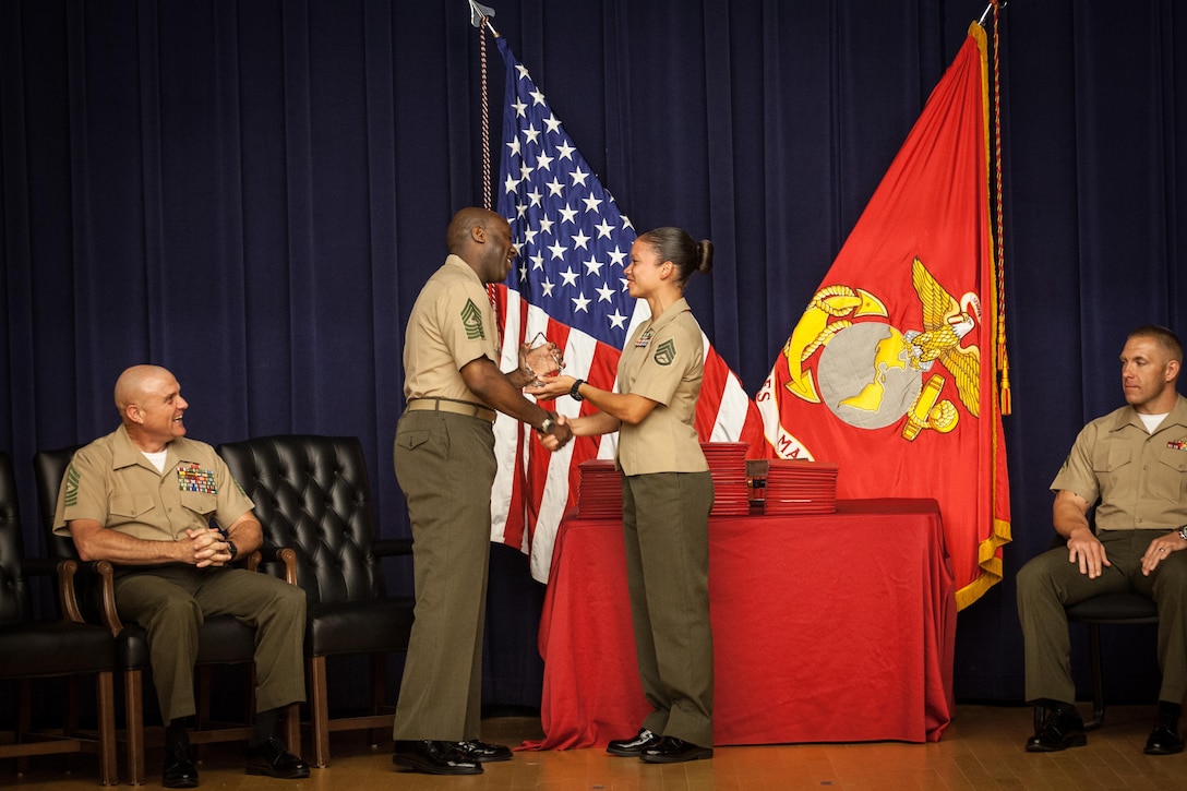 The Sergeant Major of the Marine Corps, Ronald L. Green, attends a Corporals Course graduation at Henderson Hall, Arlington, Va., July 24, 2015. (U.S. Marine Corps photo by Sgt. Melissa Marnell, Office of the Sergeant Major of the Marine Corps/Released)