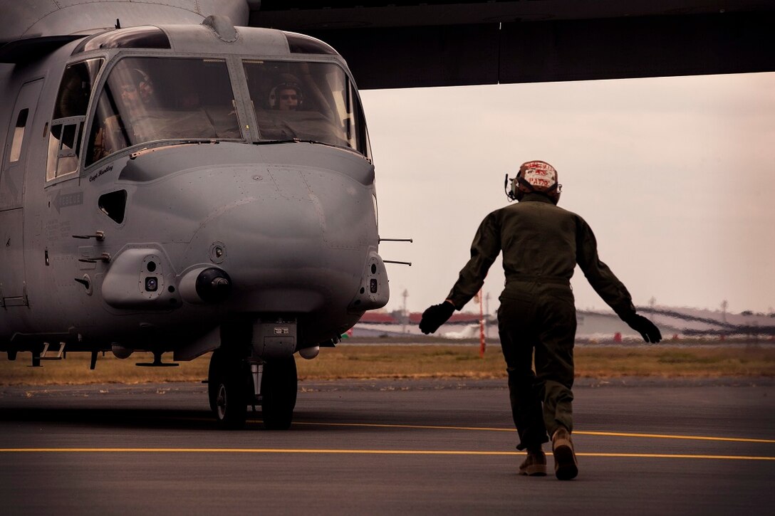 NAIROBI, Kenya (July 25, 2015) U.S. Marines with the “Greyhawks” of Marine Medium Tiltrotor Squadron 161 (Reinforced), 15th Marine Expeditionary Unit (MEU), return to Jomo Kenyatta International Airport after supporting Marine Helicopter Squadron One (HMX-1) during President Obama’s visit to Nairobi July 25, 2015. Elements of the 15th MEU, based out of Camp Pendleton, California, and embarked aboard the Essex, are conducting naval operations in the 6th Fleet areas of operation in support of U.S. national security interests in Europe and Africa. (U.S. Marine Corps photo by Cpl. Elize McKelvey/Released)