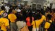 445th Aeromedical Evacuation Squadron AE technician Senior Airman Brandon Croghan talks with Dream Flight participants about the role of AES in the Air Force Reserve during their visit to the 445th Airlift Wing July 22, 2015. More than 180 students ages 14-18 and their chaperons visited the wing as part of the 16th Annual Delta Airlines sponsored Dream Flight program. (U.S. Air Force photo/Tech. Sgt. Anthony Springer)