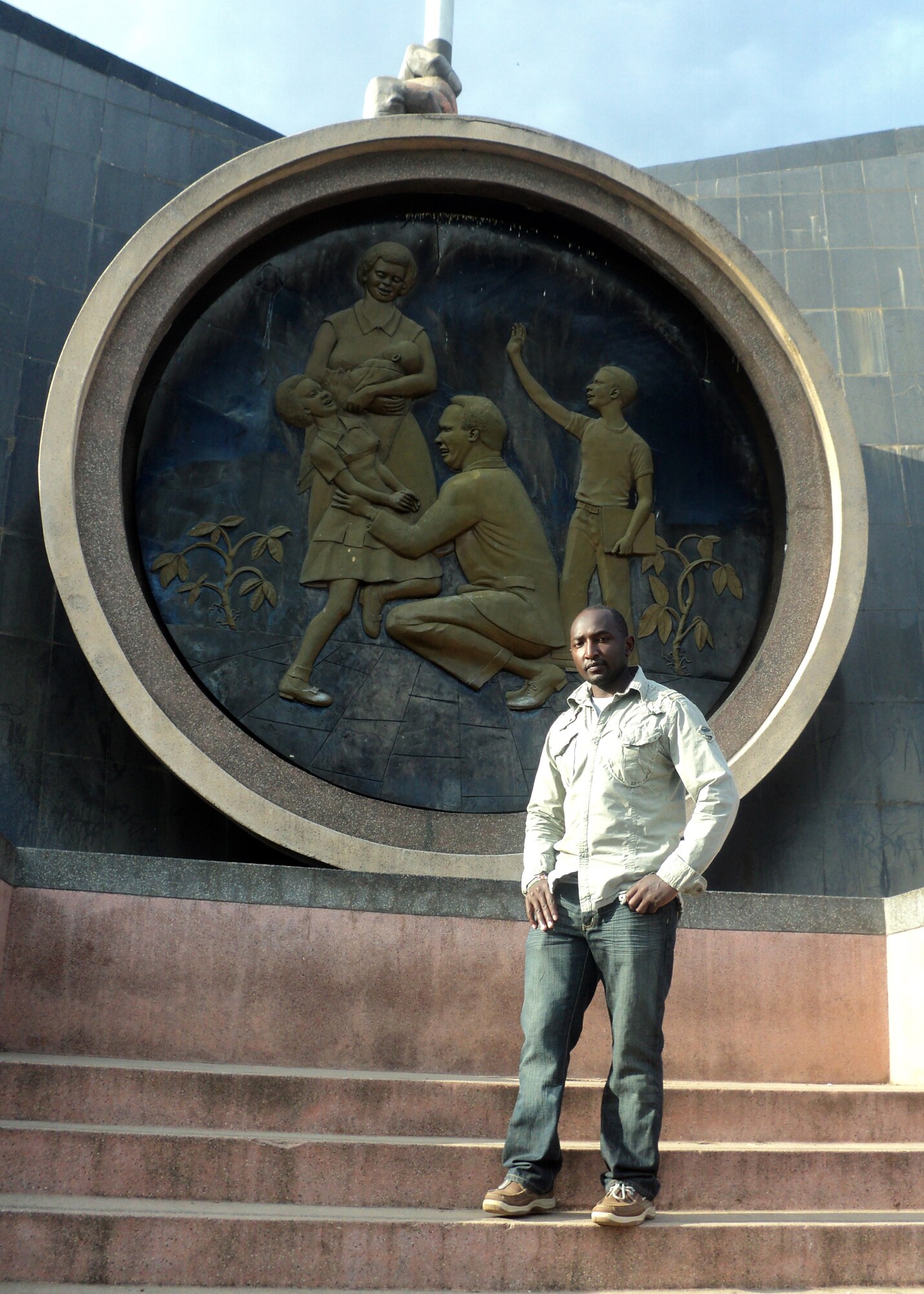 Staff Sgt. Johnson Njenga, a Kenya native, stands in front of the Nyayo Era Monument in Central Park in Nairobi, Kenya, during a past visit home approximately two years ago. Njenga is assigned to the 21st Medical Squadron as the NCO-in charge of Family Health at Schriever Air Force Base, Colorado. (Courtesy photo)