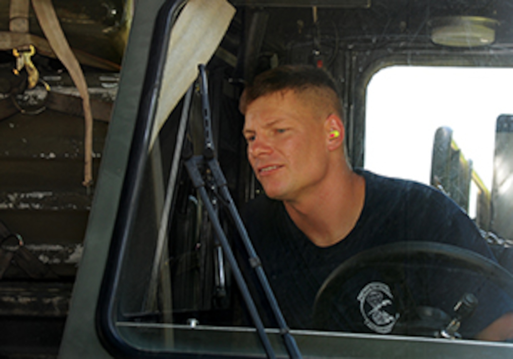 Technical Sgt. Jason Martin maneuvers a K Loader during one of the events in the AFRC Port Dawg Challenge.