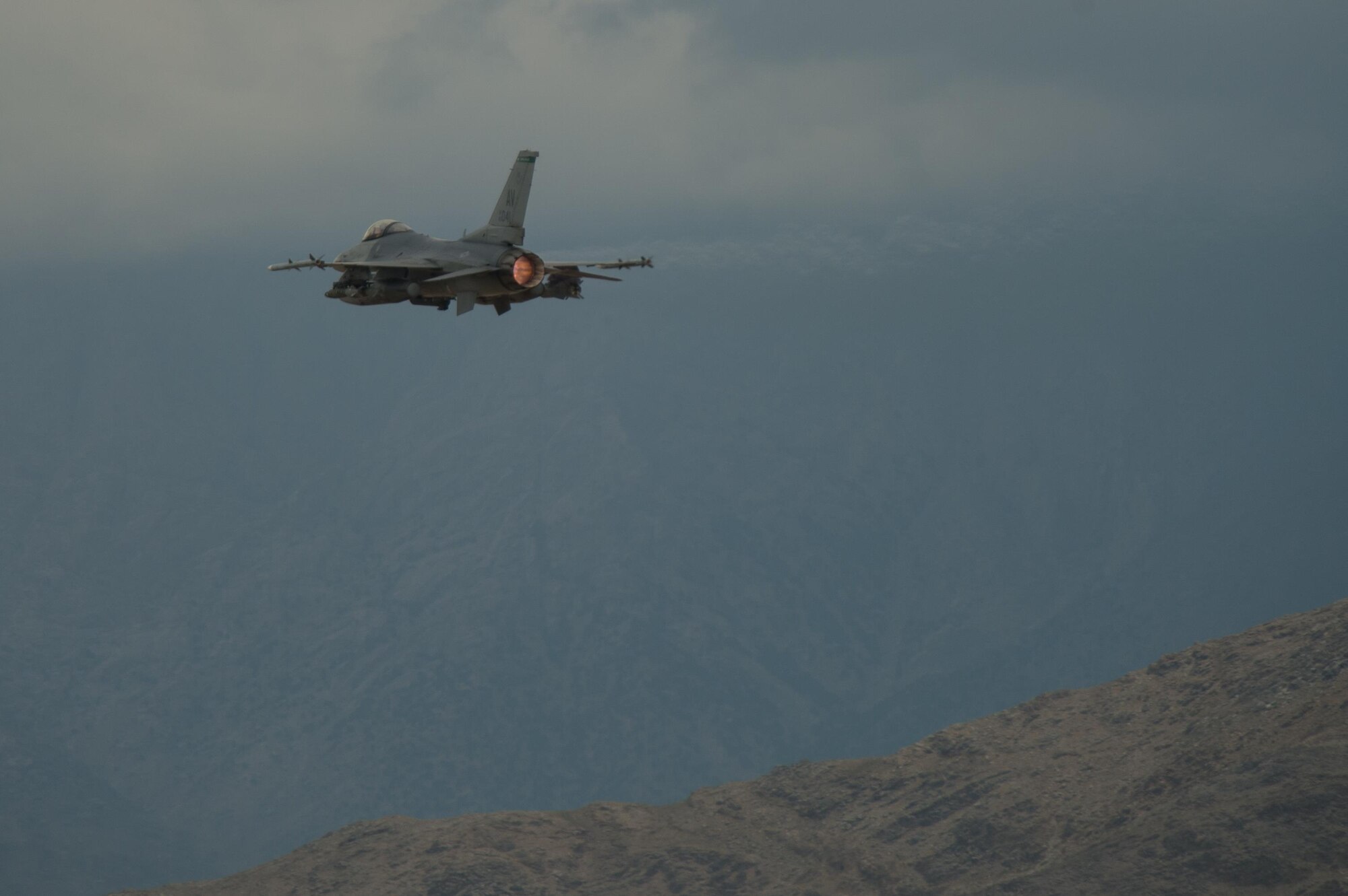 A U.S. Air Force F-16 Fighting Falcon “Triple Nickel” aircraft assigned to the 555th Expeditionary Fighter Squadron from Aviano Air Base, Italy, takes off from Bagram Airfield, Afghanistan, July 28, 2015. The F-16 is a multi-role fighter aircraft that is highly maneuverable and has proven itself in air-to-air and air-to-ground combat. Members of the Triple Nickel are deployed in support of Operation Freedom’s Sentinel and NATO’s Resolute Support mission. (U.S. Air Force photo by Tech. Sgt. Joseph Swafford/Released)