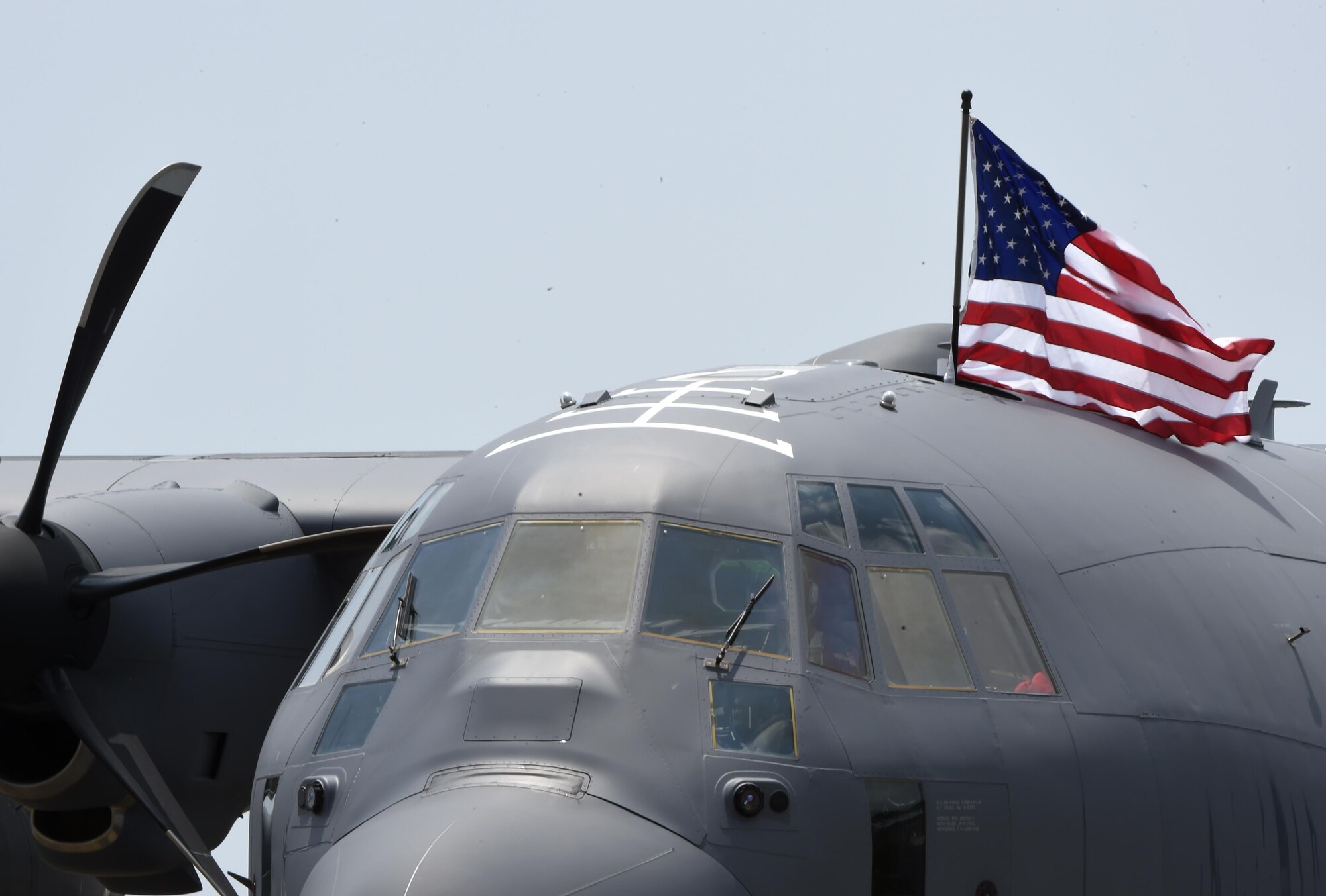Air Force Special Operations Command receives its first AC-130J Ghostrider at Hurlburt Field, Fla., July 29, 2015. The AC-130J recently completed its initial developmental test and evaluation at Eglin Air Force Base, Fla., and will begin operational tests and evaluation by Airmen with the 1st Special Operations Group Detachment 2 and 1st Special Operations Aircraft Maintenance Squadron later this year. (U.S. Air Force photo by Airman Kai White/Released)