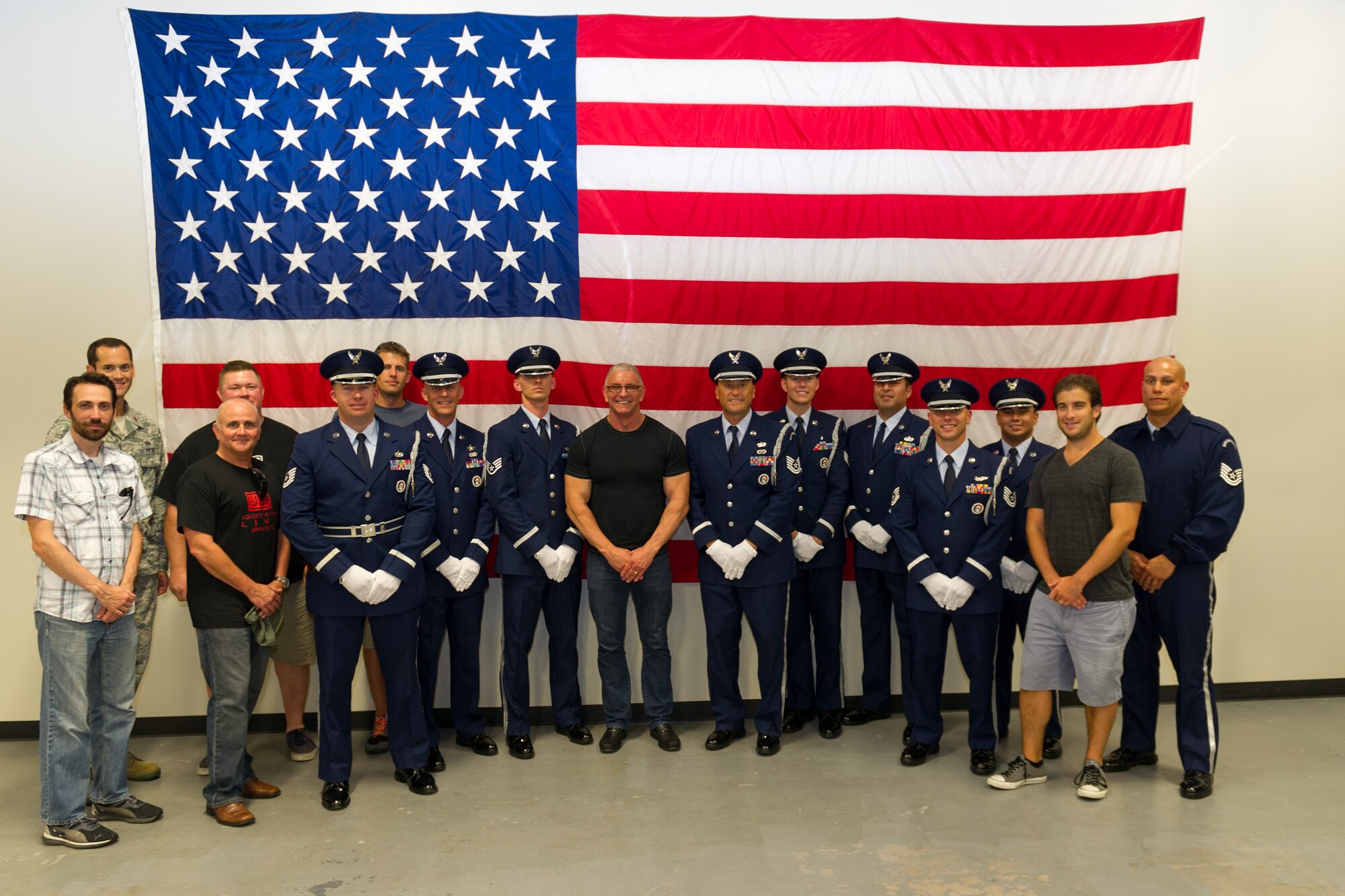 Chef Robert Irvine visited Patrick Air Force Base, met and toured with several members of Team Patrick-Cape, toured a variety of facilities, and participated in a live show at the base theater, July 23, 2015. Irvine is a celebrity chef who has appeared on a variety of Food Network programs including “Dinner: Impossible,” “Worst Cooks in America” “Restaurant: Impossible, and Restaurant Express.” (U.S. Air Force photo/Cory Long) (Released) 