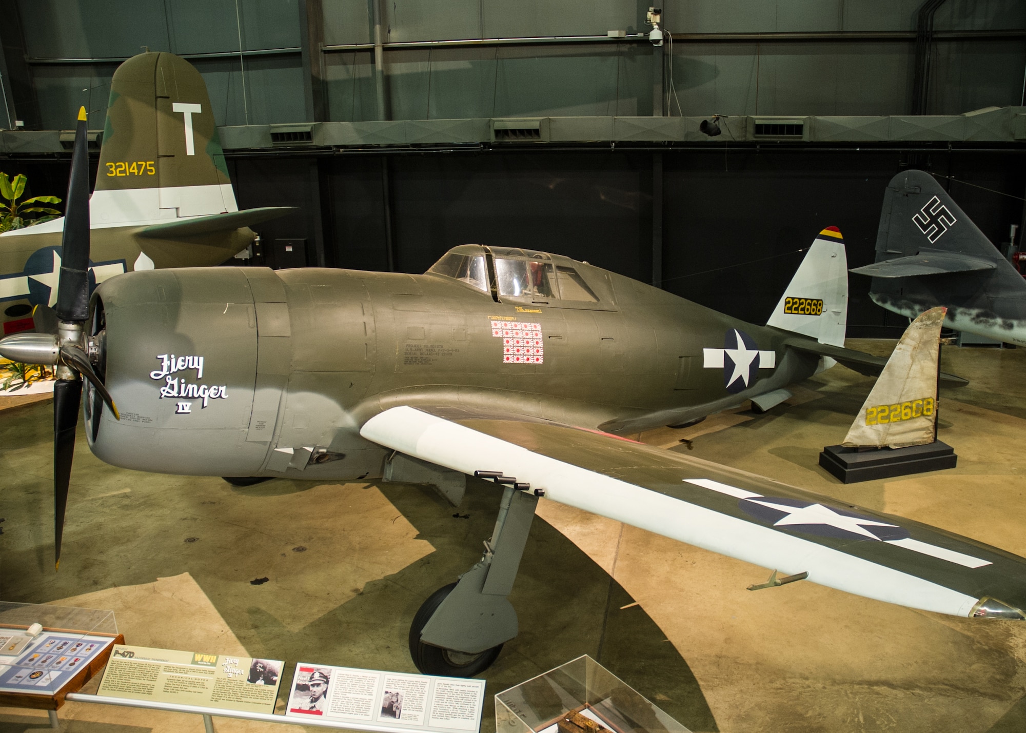 DAYTON, Ohio -- Republic P-47D "Fiery Ginger" in the World War II Gallery at the National Museum of the United States Air Force. (U.S. Air Force photo)