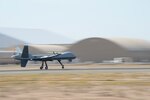 For the first time ever, the 163rd Reconnaissance Wing flies the MQ‐9 Reaper in the airspace over the Southern California Logistics Airport in Victorville, Calif., July 30, 2014. Searchers are looking for a missing teacher last seen July 17 riding a motorcycle in the El Dorado National Forest.