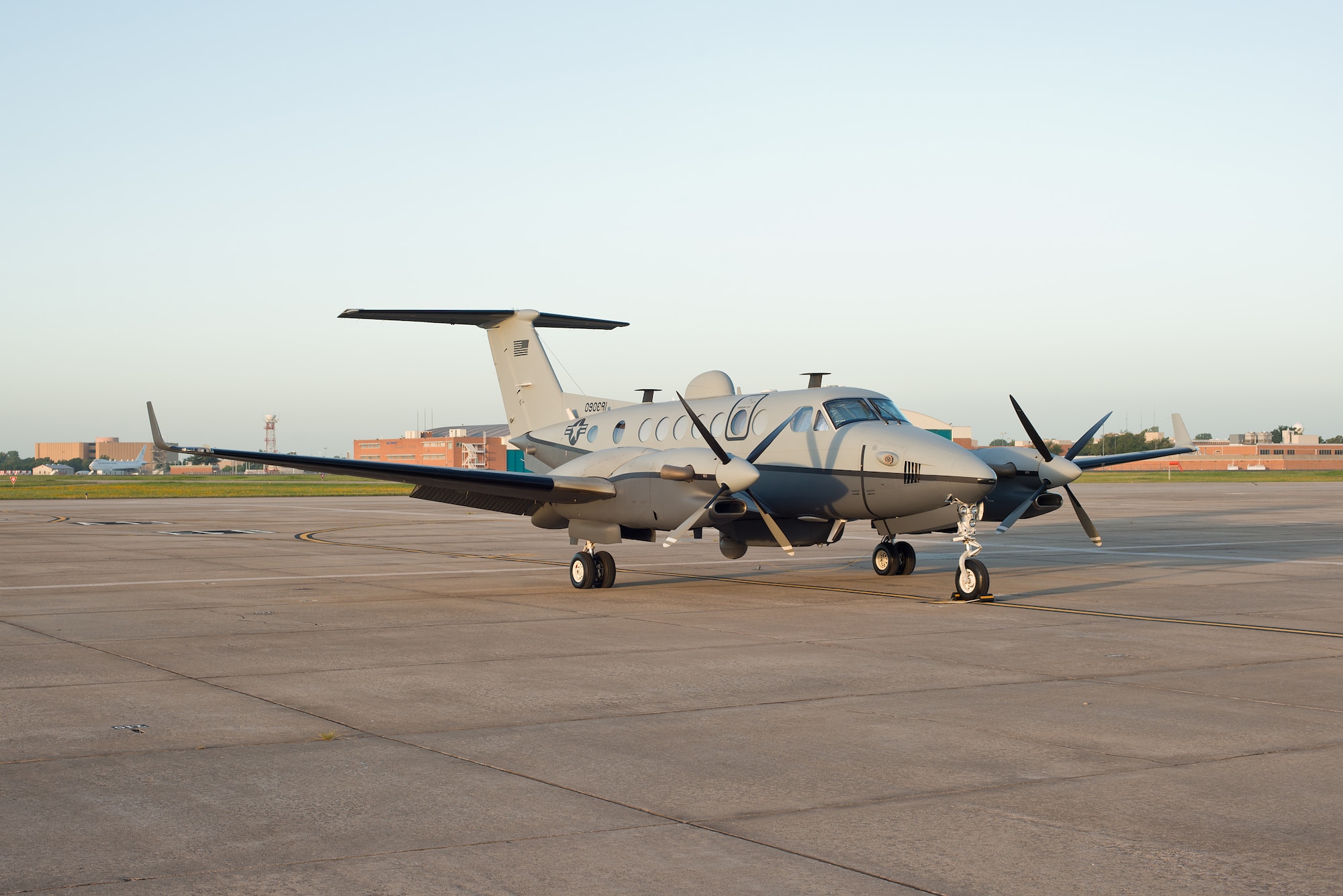 The first of 13 MC-12W aircraft were delivered to the 137th Air Refueling Wing, Will Rogers Air National Guard Base, Oklahoma City, July 10, 2015. The arrival of the MC-12W marks the return of flying operations to WRANGB for the first time since 2007. (U.S. Air National Guard photo by Master Sgt. Andrew LaMoreaux)