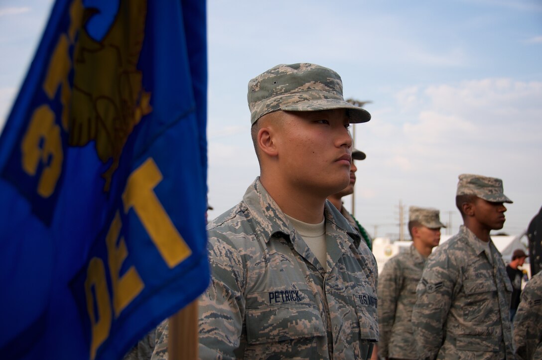 Reserve Airman from the 512th Airlift Wing join Team Dover for an Armed Forces Day parade at the Delaware State Fair, Harrington, Del., on Jul. 30, 2015. As part of Armed Forces Day, the fair recognizes veterans, service members and their families while offering free admission. (U.S. Air Force photo/2nd Lt Steve Lewis)