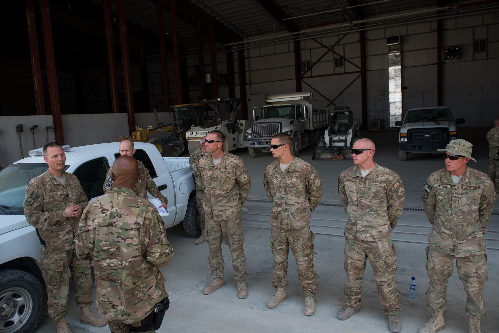 U.S. Air Force Lt. Gen. Charles Q. Brown Jr., U.S. Air Forces Central Command commander, talks with Airmen assigned to the 455th Air Expeditionary Wing at Bagram Airfield, Afghanistan, July 25, 2015. Brown met with Airmen from BAF and Kandahar Airfield during his tour of Afghanistan and got a first-hand look at how Airmen support the mission in Afghanistan. (U.S. Air Force photo by Tech. Sgt. Joseph Swafford/Released)
