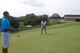Army Maj. Primitivo Davis, a chaplain from Fort Jackson, South Carolina (left), and pastor Errol Stoddart play a round of golf July 8, 2015, at Gateway Hills on Joint Base San Antonio-Lackland, Texas. They were in San Antonio for a conference. (U.S. Air Force photo/Carole Chiles Fuller/RELEASED) 
