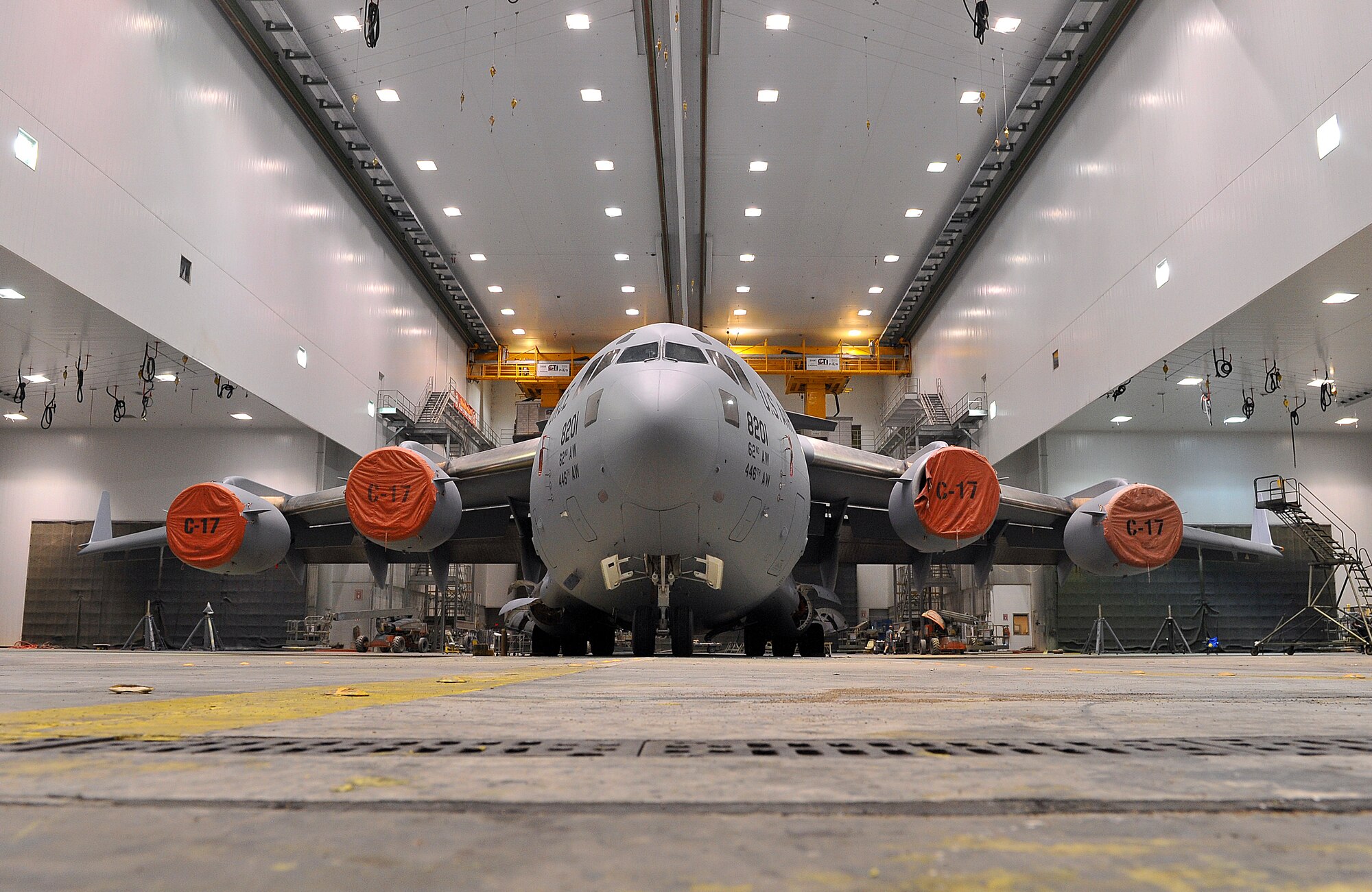 The surfaces of aircraft at the installation are completely stripped of paint early in the programmed depot maintenance process. (U.S. Air Force photo by Tommie Horton)