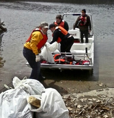 Tionesta Lake teamed with the local sheriff’s department, fishing club, and others to clean up Tionesta Lake, April 25. 