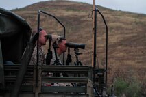 Instructors of Division School’s Pre-Scout Sniper Course search for their students aboard Marine Corps Base, Camp Pendleton, Calif., May 27, 2015. The six students are well camouflaged as they practice stalking. (Photo by LCpl. Danielle Rodrigues/Released)