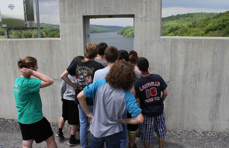 Students from the Wallenpaupack High School Emergency Responders Club participated in a tour of Prompton Dam during a dam safety awareness event in May of 2015. 