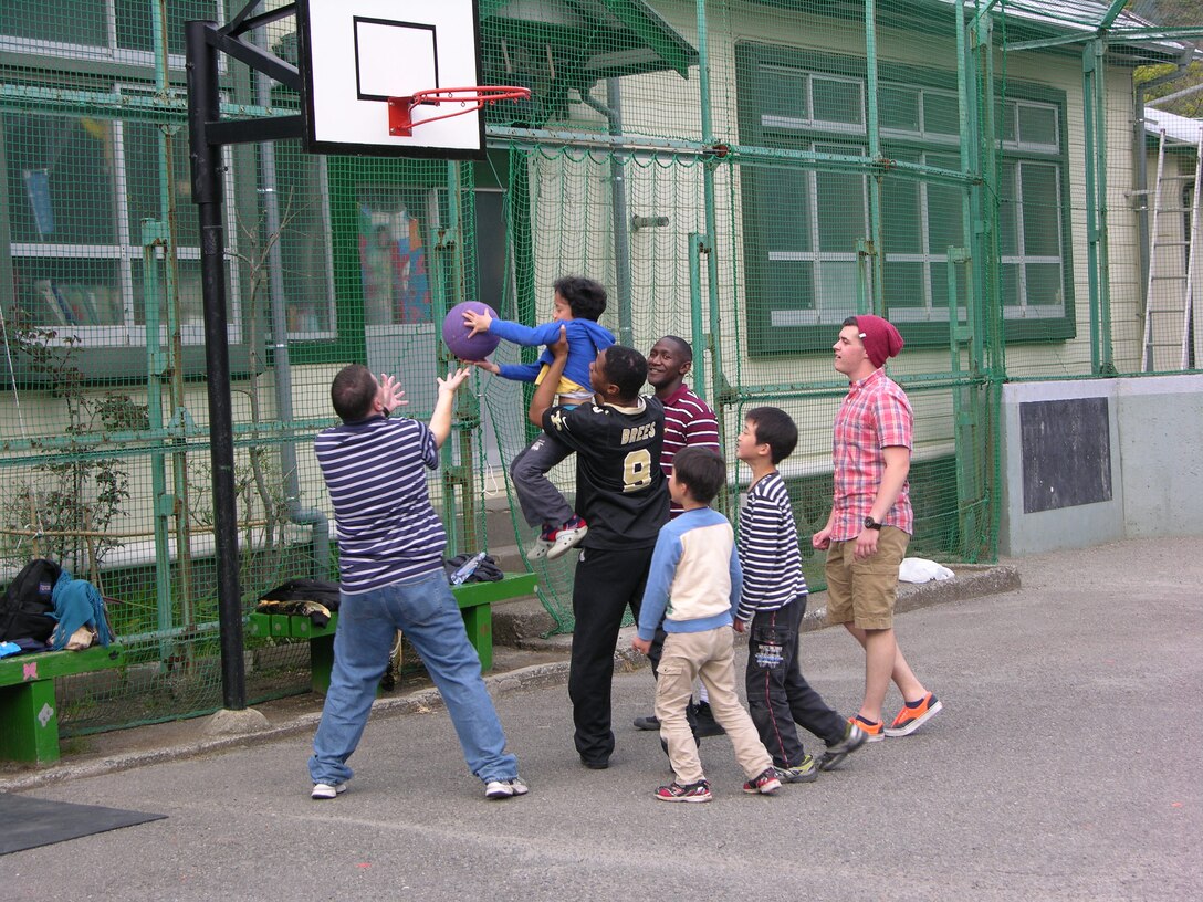 Camp Fuji Marines and Sailors visited the Hakone Keimei Children's Home to spend some quality time together playing sports.