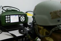 Staff Sgt. Steven Staab, 51st Aerospace Medicine Squadron NCO in charge of radiation, review the results the HAPSITE ER Chemical Identification System gave during Operational Readiness Exercise Beverly Midnight 15-1 March 4, 2015, at Osan Air Base, Republic of Korea. The HAPSITE ER is use to test the air for any chemical contamination. (U.S. Air Force photo by Senior Airman Matthew Lancaster)