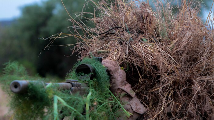 A Marine with 1st Marine Division, 7th Marine Regiment participates in stalking training aboard Marine Corps Base, Camp Pendleton, California May 27, 2015. The training was the last event during Division School’s 6-week-long Pre-Scout Sniper Course.