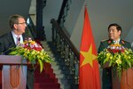 HANOI, Vietnam (June 1, 2015) - Defense Secretary Ash Carter, left, and Vietnamese Defense Minister Gen. Phung Quang Thanh hold a news conference.  Carter is on a 10-day trip to meet with Asia-Pacific partner nations and affirm the U.S. commitment to the region. 