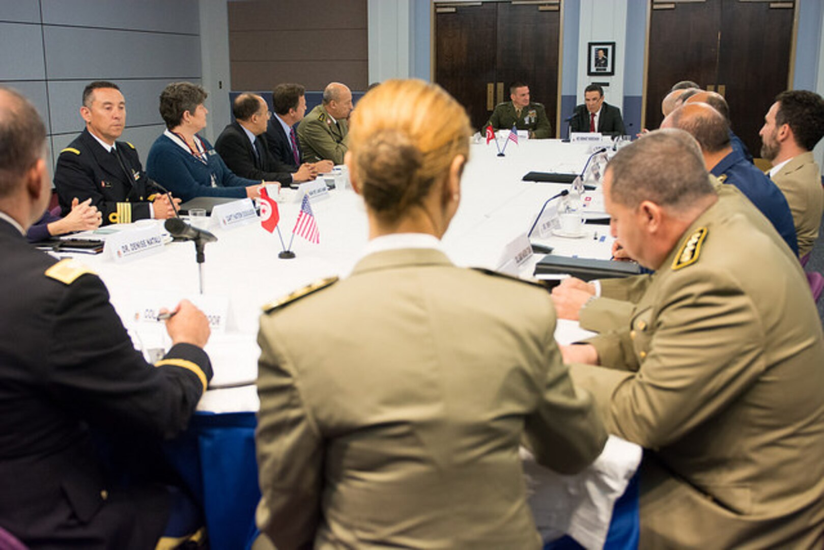 Roundtable with delegation accompanying Tunisian Minister of Defense and Tunisia's new Ambassador to the United States in NDU's Cerjan Conference Room.