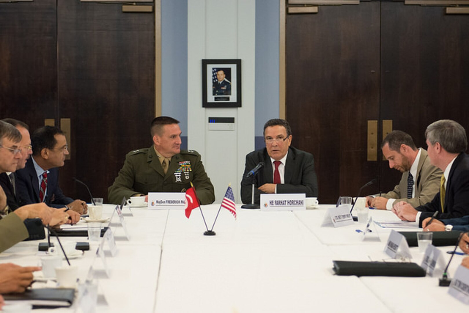 Roundtable with delgation accompanying Tunisian Minister of Defense and Tunisia's new Ambassador to the United States in NDU's Cerjan Conference Room.
