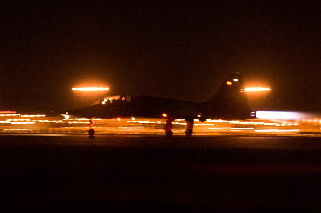 Pilots from the 80th Flying Training Wing's Euro-NATO Joint Jet Pilot Training program take off June 1, 2015, at Sheppard Air Force Base, Texas.Once pilots complete the 55-week undergraduate pilot training through ENJJPT, all graduates, regardless of their nationality, will receive U.S.wings as a rated pilot. (U.S. Air Force photo by Danny Webb)
