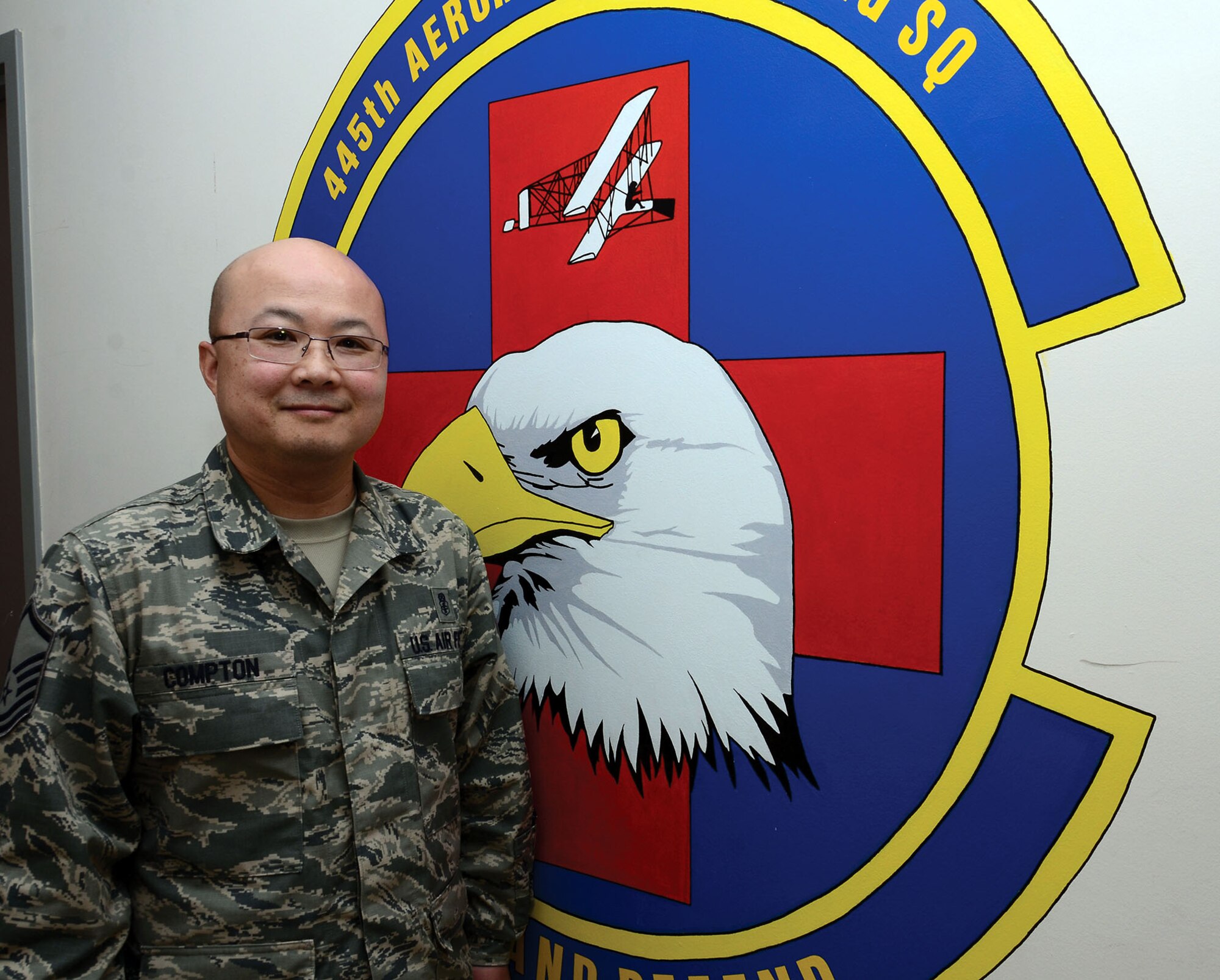 WRIGHT-PATTERSON AIR FORCE BASE, Ohio - Master Sgt. David C. Compton, 445th Aeromedical Staging Squadron NCO-in-charge, Readiness and Training, is the 445th Airlift Wing June 2015 Spotlight Performer. (U.S. Air Force photo/Senior Airman Joel McCullough)
