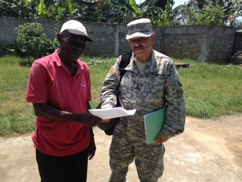 Angel Rivera, a Corps realty assistant, works with Liberian officials to hammer out leases and land-use agreements for Operation United Assistance, a humanitarian assistance mission aimed to combat the Ebola epidemic killing thousands of Liberians. Rivera deployed with eight Army civilian volunteers and four Soldiers comprising the Europe District's Forward Engineering Support Team, or FEST. Together, the team rendered U.S. efforts to help contain the Ebola virus and synchronize the establishment of Ebola treatment units, train health care workers and establish logistical centers across the country