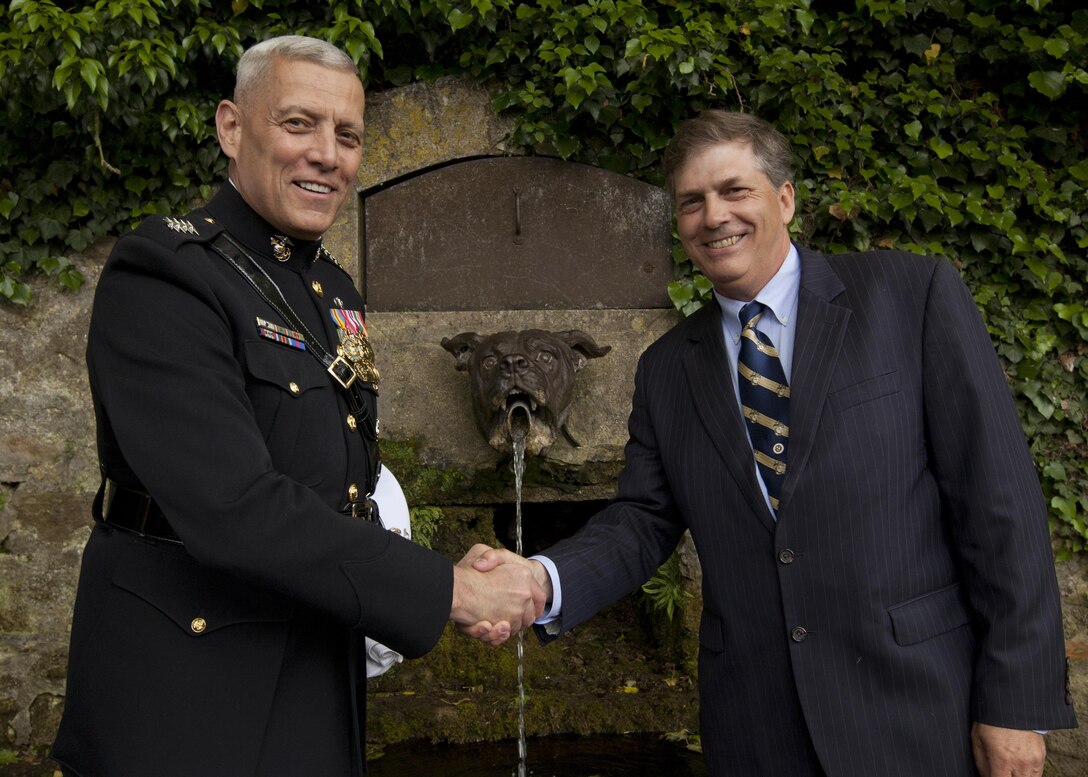 The Assistant Commandant of the U.S. Marine Corps, Gen. John M. Paxton, Jr., poses for a photo after the American Memorial Day Ceremony in the village of Belleau, France, May 31, 2015. (U.S. Marine Corps photo by Cpl. Tia Dufour/Released)