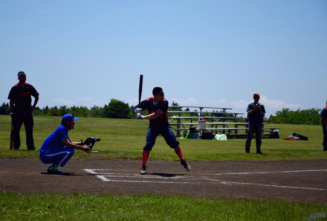 Sgt Lefevers, Camp Fuji, at bat during the softball game at the 1st Annual Camp Fuji 