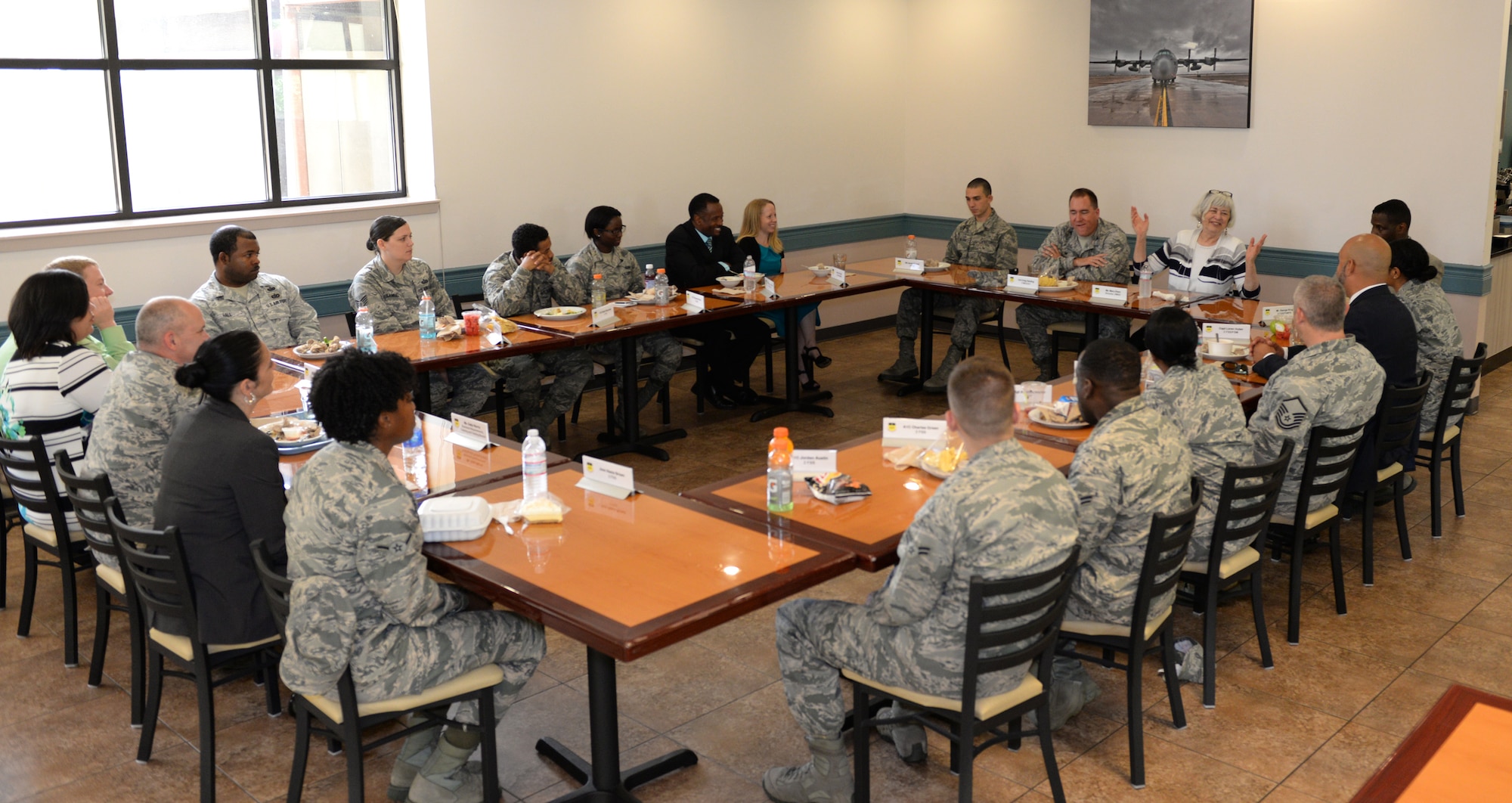 Mary Dixon, Defense Manpower Data Center director, speaks with members of Team Barksdale about operational systems, ID cards and the security they provide on Barksdale Air Force Base, Louisiana, May 28, 2015. Dixon visited the base from the Office of the Under Secretary of Defense Personnel & Readiness to present the 2nd Force Support Squadron with the 2014 Real-time Automated Personnel Identification Data System Site of the Year Award. The award is presented to a site that greatly exceeds standards by adopting new procedures or tools that benefit customer service. The 2nd FSS team was chosen above more than 1,640 teams throughout the Department of Defense. (U.S. Air Force photo/Airman 1st Class Curt Beach)
