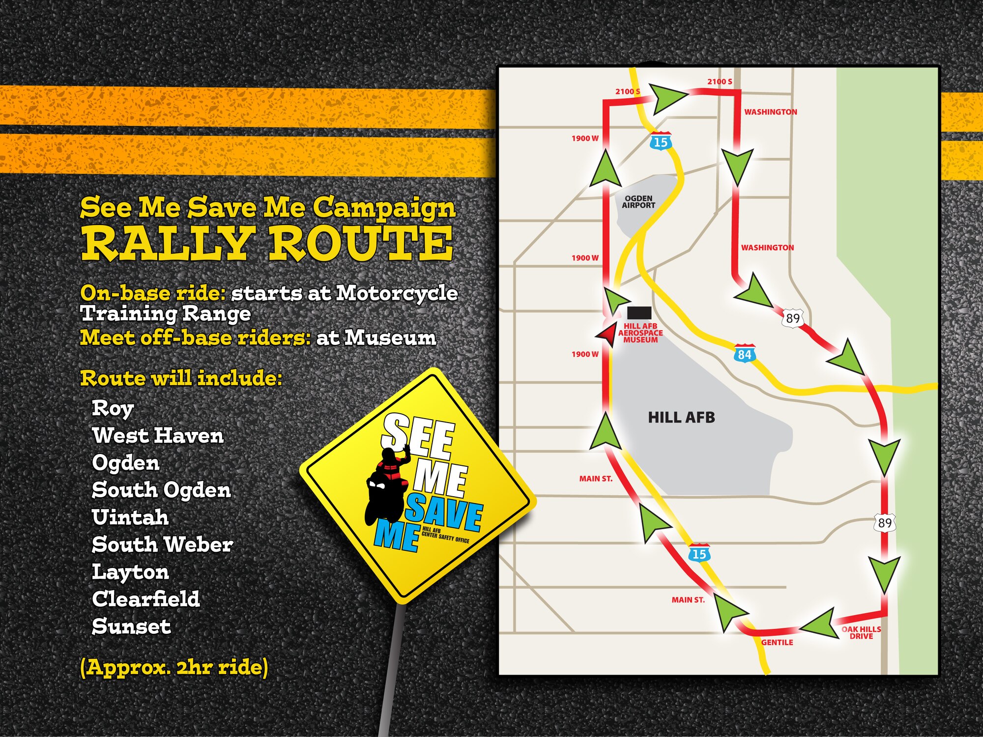 Hill Air Force Base to host See Me Save Me motorcycle safety ride. (Air Force graphic by David Perry)