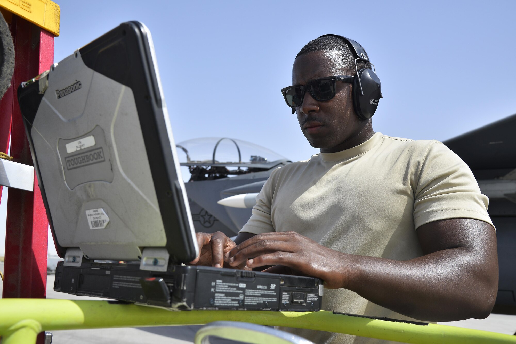 Staff Sgt. Oren reviews technical orders prior to launching an F-15E Strike Eagle at an undisclosed location in Southwest Asia May 31, 2015. Technical orders are step-by-step procedures used by maintenance personnel to repair, adjust and launch aircraft. Sgt. Oren is a dedicated crew chief assigned to the 380th Expeditionary Aircraft Maintenance Squadron. (U.S. Air Force photo/Tech. Sgt. Christopher Boitz) 