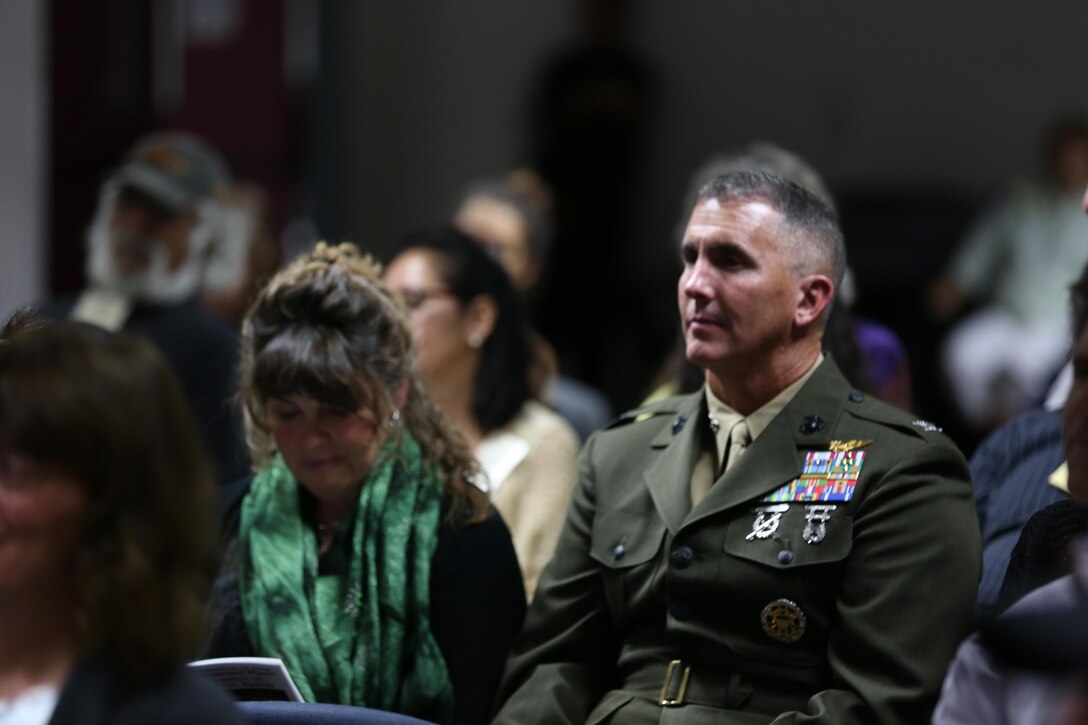 Col. John Farnam, commanding officer of Marine Corps Air Station Miramar, attends the Environmental Act and Restoration that Helps awards in San Diego, May 28. Marine Corps Air Station Miramar received the Clean Air Award for various environmental programs and sustainable practices.