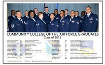 Enlisted members of Laughlin earned their degree from the Community College of the Air Force on Laughlin Air Force Base, Texas, June 1, 2015. The Community College of the Air Force, established April 1972, is the world's largest community college system. (U.S. Air Force photo by Airman 1st Class Ariel D. Partlow) (U.S. Air Force graphic by Tech. Sgt. Steven Doty)