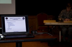 A Quality of Life Council Meeting was held June 3, 2015 at Joint Base Charleston – Weapons Station, S.C. The meeting offered military servicemembers and their family members an opportunity to provide feedback directly to the supporting agencies on Joint Base Charleston. The following agencies were represented: 628th Force Support Squadron, 628th Comptroller Squadron, 437th Aerial Port Squadron, 628th Medical Group, Naval Health Clinic Charleston, Weapons Station Commissary and the Chapel. (U.S. Air Force photo/Staff Sgt. AJ Hyatt)