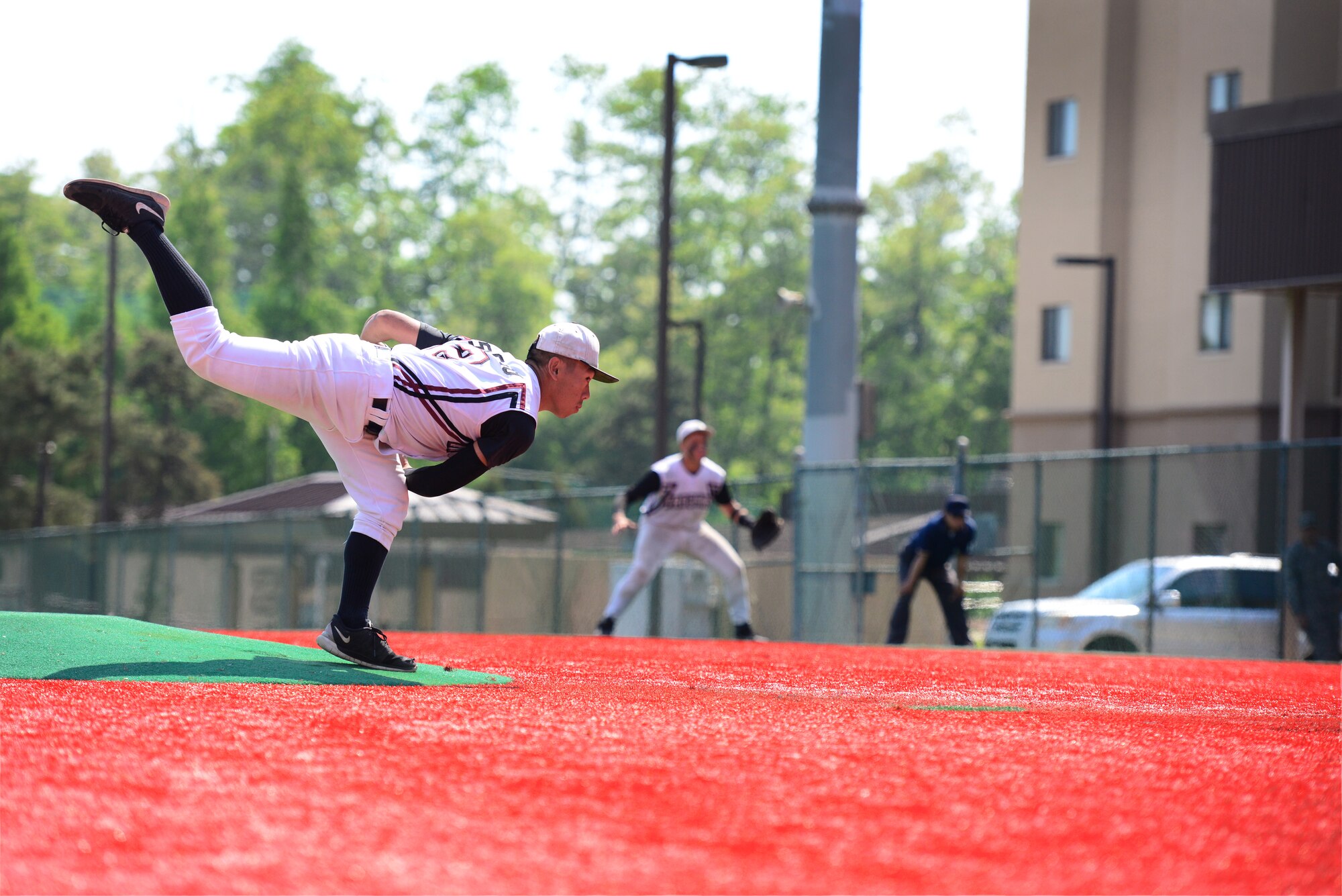 Yokota High School's Panthers of Yokota Air Base, Japan, battle it out with the Zama American High School Trojans from Camp Zama, Japan, in the Pacific Far East Division II baseball tournament at May 20, 2015, at Osan Air Base, Republic of Korea. Yokota won against the defending champions Zama in a double elimination game with a final score of 3-0.
(USAF photo by Staff Sgt. Amber Grimm)
