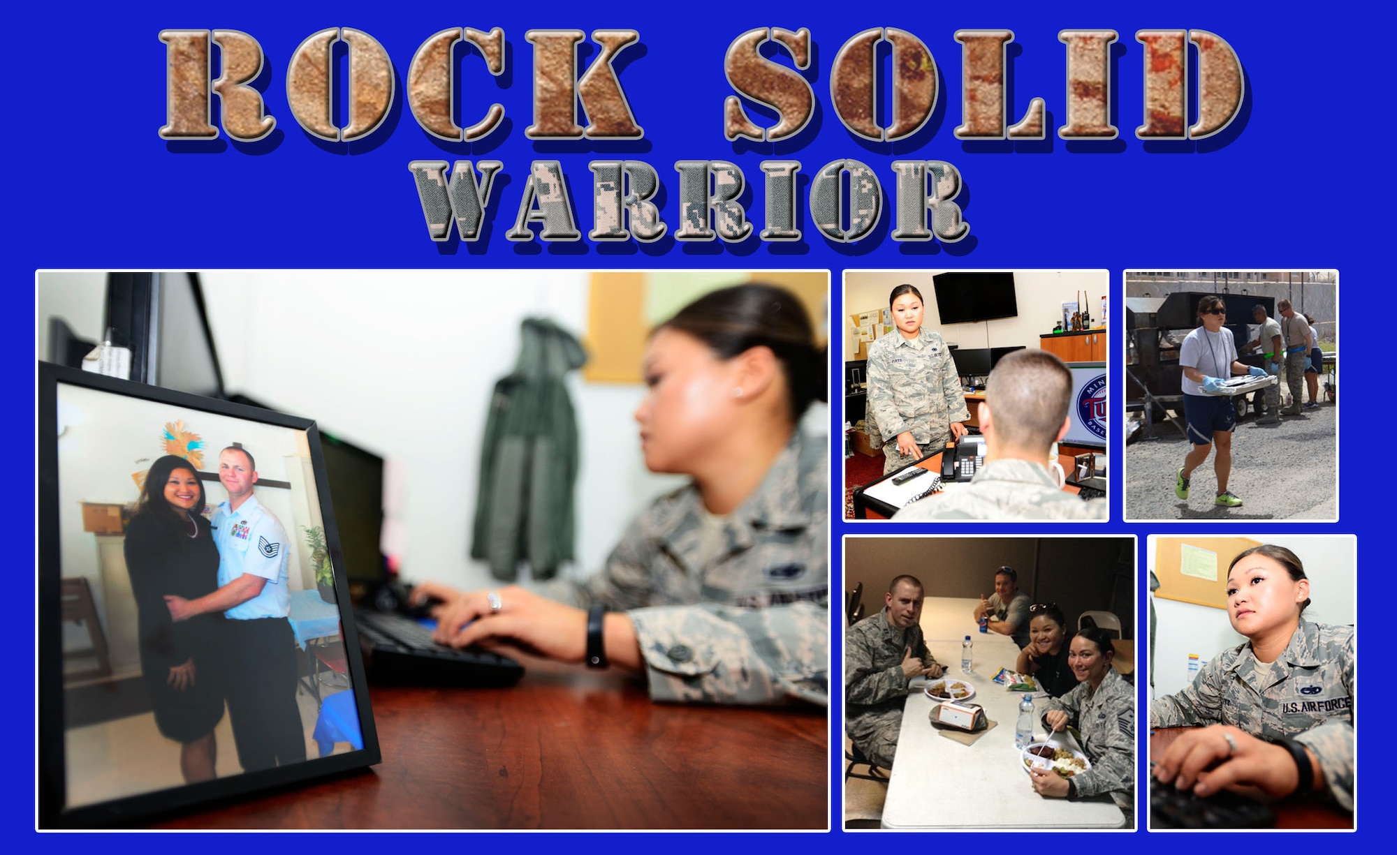 This week’s Rock Solid Warrior is Staff Sgt. Katherine Platt, a 386th Expeditionary Maintenance Squadron plans scheduling and documentation noncommissioned officer in charge. Platt is deployed from the 6th Aircraft Maintenance Unit at MacDill Air Force Base, Fla. (U.S. Air Force photo illustration by Senior Airman Racheal E. Watson/Released)