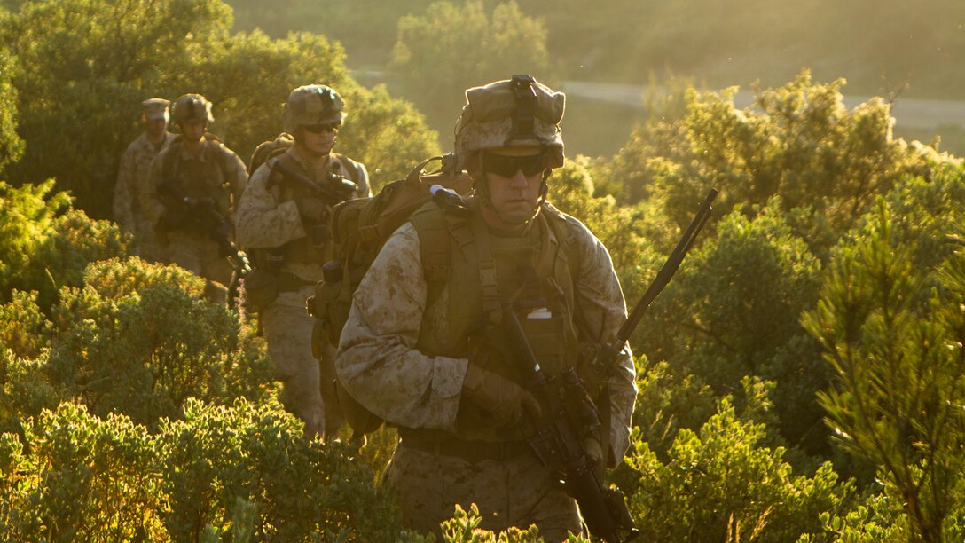 U.S. Marines with Special-Purpose Marine Air-Ground Task Force Crisis Response-Africa move toward an objective during a training exercise on Quartier Colonel de Chabrieres, France, May 29, 2015. Marines stationed at Moròn Air Base, Spain, conducted a seize and capture training exercise with service members from the French Foreign Legion’s 6th Light Armored Brigade to further improve interoperability between the two NATO forces as they concurrently deploy their service members to Africa. 