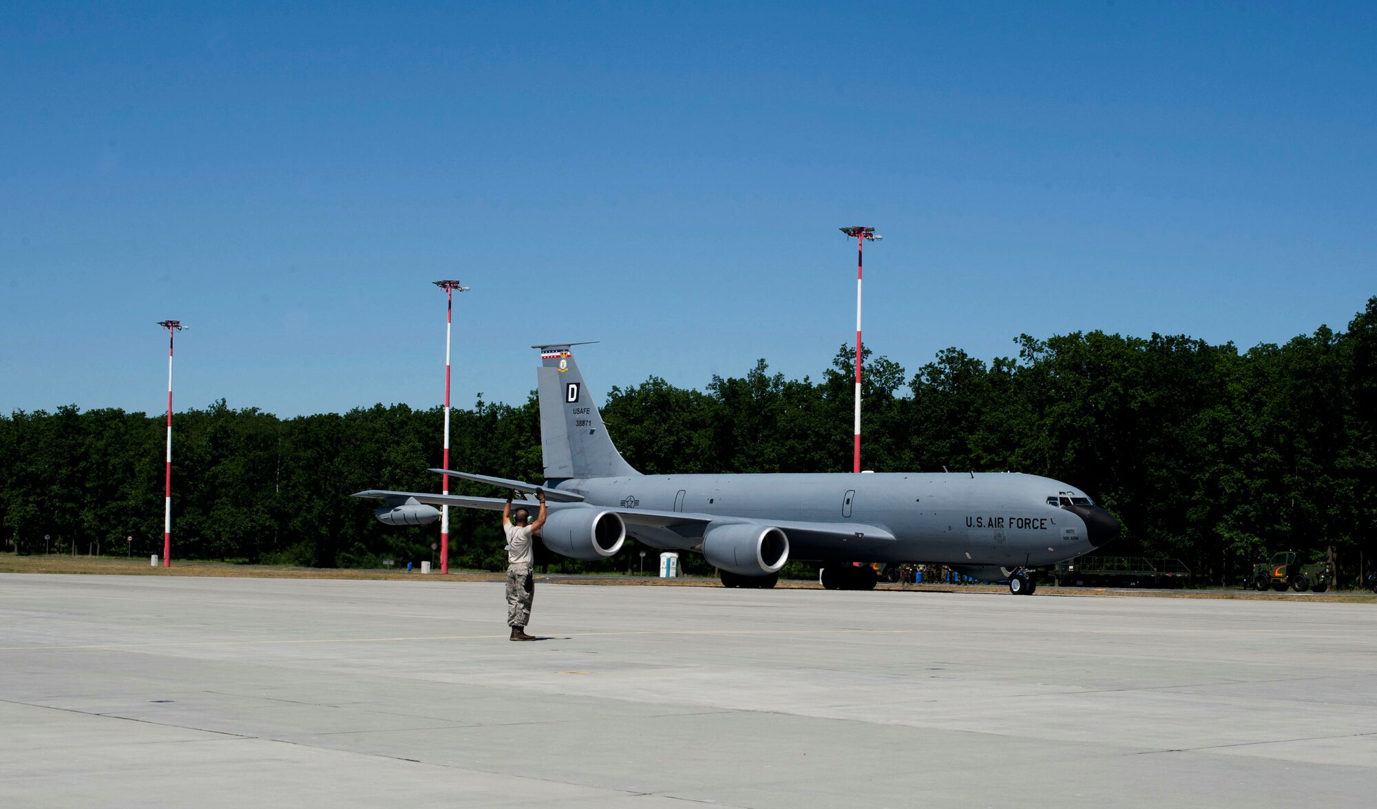 U.S. Air Force KC-135 Stratotankers from the 100th Air Refueling Wing arrive in Poland during BALTOPS 2015. BALTOPS is an annually recurring multinational exercise designed to enhance flexibility and interoperability, as well as demonstrate resolve of allied and partner forces to defend the Baltic region. (U.S Air Force photo by Staff Sgt. Armando Aparicio)
