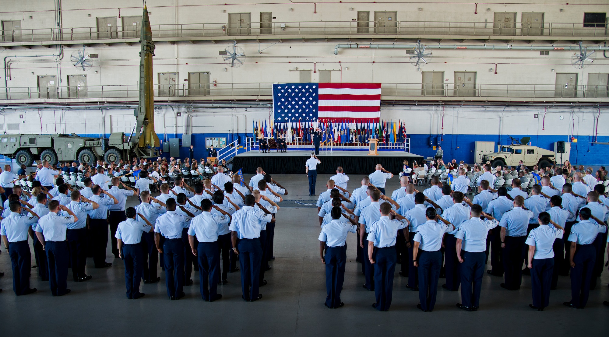 Maj. Gen. David Harris salutes the 96th Test Wing one last time during the wing’s change of command ceremony June 4 at Eglin Air Force Base, Fla.  Col. Christopher Azzano took the reins of the wing from Harris, who leaves to take command of the Air Force Test Center.  (U.S. Air Force photo/Samuel King Jr.)