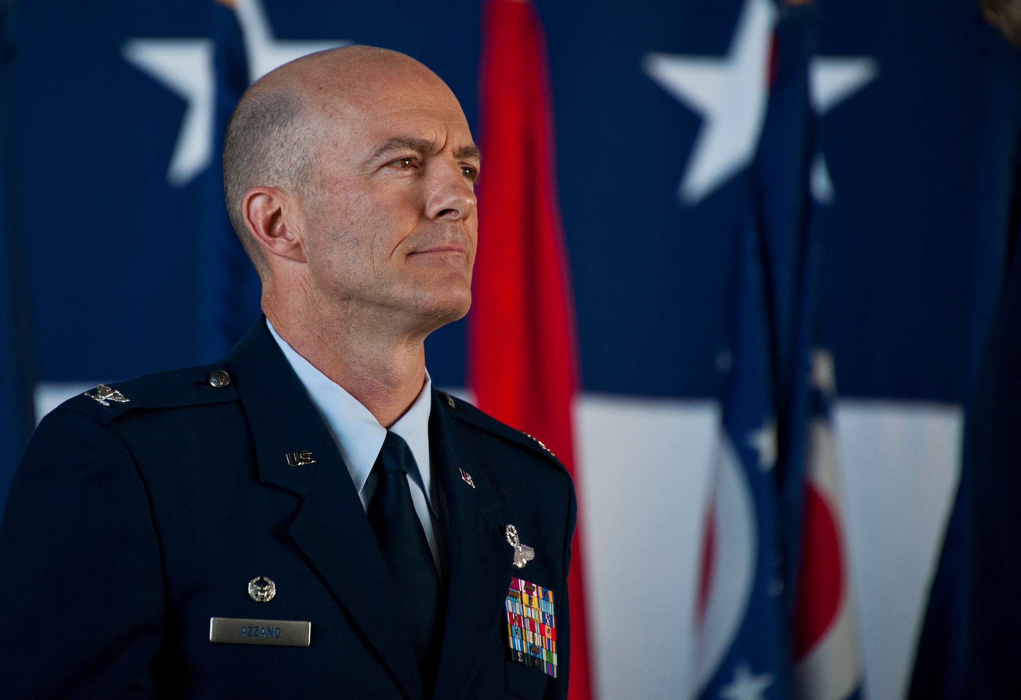 Col. Christopher Azzano became the 96th Test Wing commander at a change of command ceremony June 4 at Eglin Air Force Base, Fla.  Azzano took the reins of the wing from Maj. Gen. David Harris, who leaves to take command of the Air Force Test Center. (U.S. Air Force photo/Samuel King Jr.)