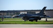 Airmen from the 35th Aircraft Maintenance Unit conduct a post flight inspection of an F-16 Fighting Falcon during Exercise Buddy Wing 15-4 at Kunsan Air Base, Republic of Korea, June 3, 2015. In an effort to enhance U.S. and ROKAF combat capability, Buddy Wing exercises are conducted multiple times throughout the year on the peninsula to sharpen interoperability between the allied forces so that if need be, they are always ready to fight as a combined force. (U.S. Air Force photo by Staff Sgt. Nick Wilson/Released)