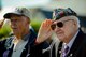 A World War II veteran salutes during "The Star-Spangled Banner" during a ceremony at the Picauville 9th Air Force monument June 4, 2015, in Normandy, France. More than 380 service members from Europe and affiliated D-Day historical units are participating in the 71st Anniversary as part of Joint Task Force D-Day 71. The task force, based in Saint Mere Eglise, France, is supporting local events across Normandy, June 2-8, 2015, to commemorate the selfless actions by all the Allies on D-Day that continue to resonate 71 years later. (U.S. Air Force photo/Senior Airman Nicole Sikorski)