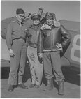 2nd Lt. Robert Duke (right) stands in front of a BT-13A Valiant training aircraft with his flight instructors. Duke received his wings and his commission in 1943. The lieutenant was the inspiration for Duke Field’s name.  The Airman died in a crash while performing his duties as a test pilot for Eglin Air Force Base in 1943. (Courtesy Photo)