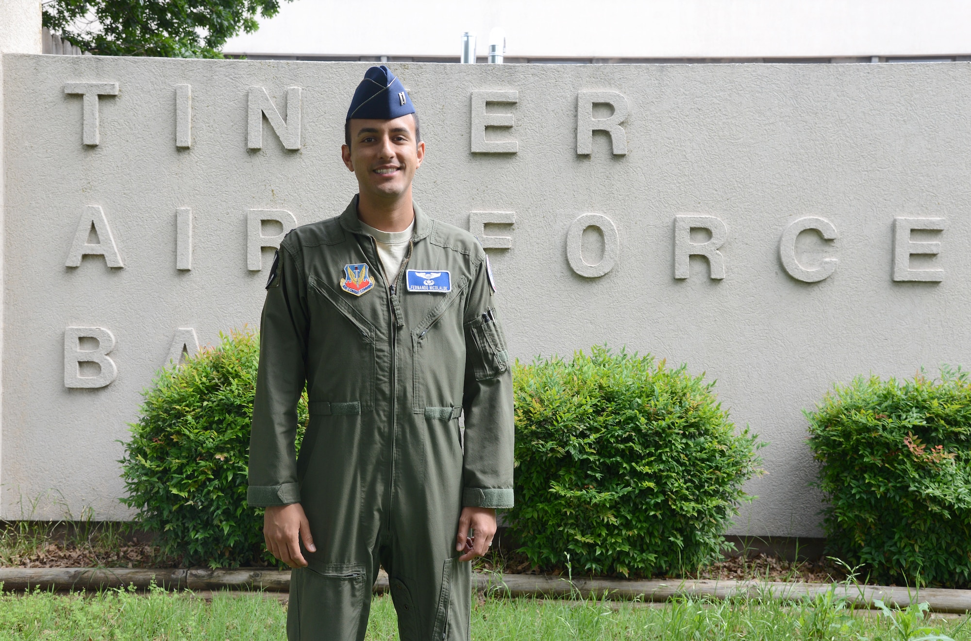Capt. Fernando Nicolalde, a pilot with the 552nd Operations Group, is the 2015 Airlift Tanker Association Young Leadership Award winner. (Air Force photo by Kelly White/Released)
