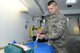 Airman 1st Class Aaron LaPorte, 103rd Civil Engineer Squadron, conducts simulated hazardous material sampling procedures for the identification of an unknown contaminant at Bradley Air National Guard Base, East Granby, Conn., April 12, 2015. (U.S. Air National Guard photo by Senior Airman Emmanuel Santiago)