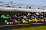Dale Earnhardt Jr., driver of the No. 88 National Guard NASCAR racecar, leads the field at the pole position during the 2011 Daytona 500 at the Daytona International Speedway, Daytona Beach, Fl.