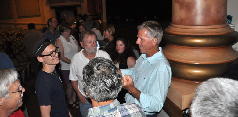 Stephen James, lead archaeologist from Panamerican Consultants, Inc., talks to community members following a free lecture on the CSS Georgia at the Savannah History Museum, June 2. More than 200 community members attended the lecture.