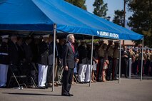 Secretary of the Navy Ray Mabus, U.S. Marines with 1st Marine Division and family members of the late Sgt. Rafael Peralta attend a Navy Cross Presentation Ceremony held in his honor aboard Camp Pendleton, Calif., June 8, 2015. Peralta was awarded the Navy Cross for his actions in support of Operation Al Fajr in Fallujah, Al Anbar province, Iraq, on Nov. 15, 2004, where he covered an enemy grenade with his body protect his fellow Marines. (U.S. Marine Corps photo by Lance Cpl. Clarence A. Leake/Released)