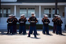 U.S. Marines with 1st Marine Division and family members of the late Sgt. Rafael Peralta, during a Navy Cross Presentation Ceremony held in his honor aboard Camp Pendleton, Calif., June 8, 2015. Peralta was awarded the Navy Cross for his actions in support of Operation Al Fajr in Fallujah, Al Anbar province, Iraq, on Nov. 15, 2004, where he covered an enemy grenade with his body protect his fellow Marines. (U.S. Marine Corps photo by Lance Cpl. Clarence A. Leake/Released)
